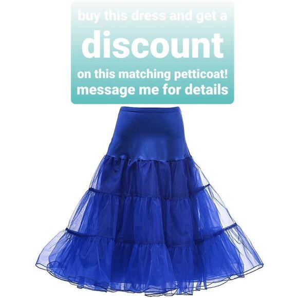 💙 Off Shoulder Lace Retro Pinup Vintage 1950s Cocktail Ruffle Blue Dress L NWT - Picture 13 of 16